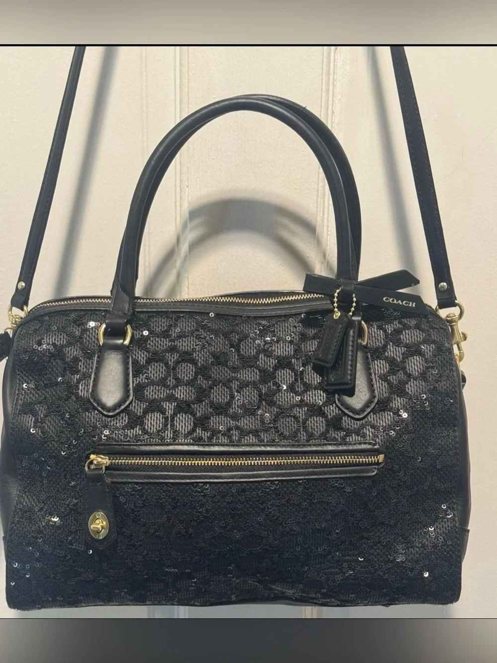 Pre-Loved Y2K-era Coach Poppy Signature Sequin East/West Satchel Crossbody Bag